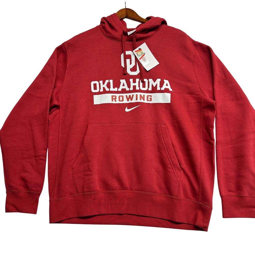 Nike Oklahoma Rowing Hoodie Mens Large Red OU Sooners Pullover IB2070-613 NEW